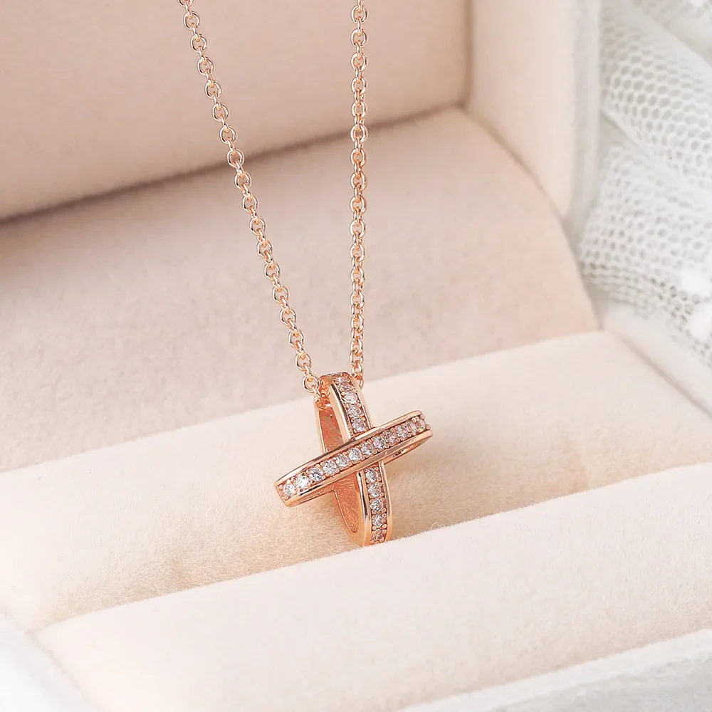 ZHOUYANG Pendants Necklace For Women Hollow Cross Rose Gold Color Choker Chain Fashion Necklaces