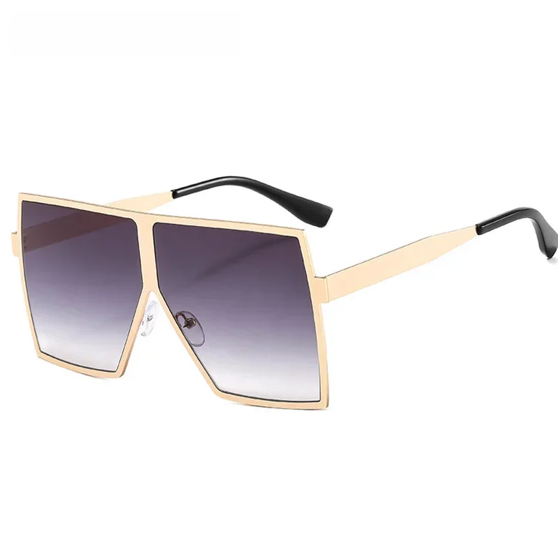 Oversized Mirror Women Square Sunglasses Fashion Female Metal Frame Sunglasses Men Vintage Eyewear
