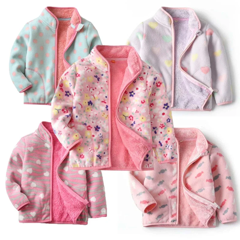 Jumping Meters New Girls Outwears Fleece for Winter Autumn Baby Jackets Coats Flowers Kids Girls