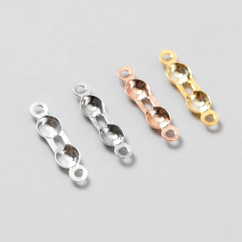 10pcs 925 Sterling Silver Cords Closure End Beads Bracelets Necklace Connector Buckle Clamp Crimp