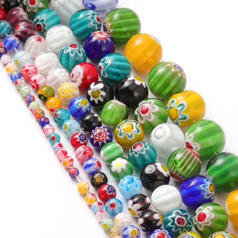 4 6 8 10 12mm Multicolor Murano Lampwork Beads For Jewelry Making Loose Spacer Beads Murano Glass Beads DIY Bracelet Wholesale