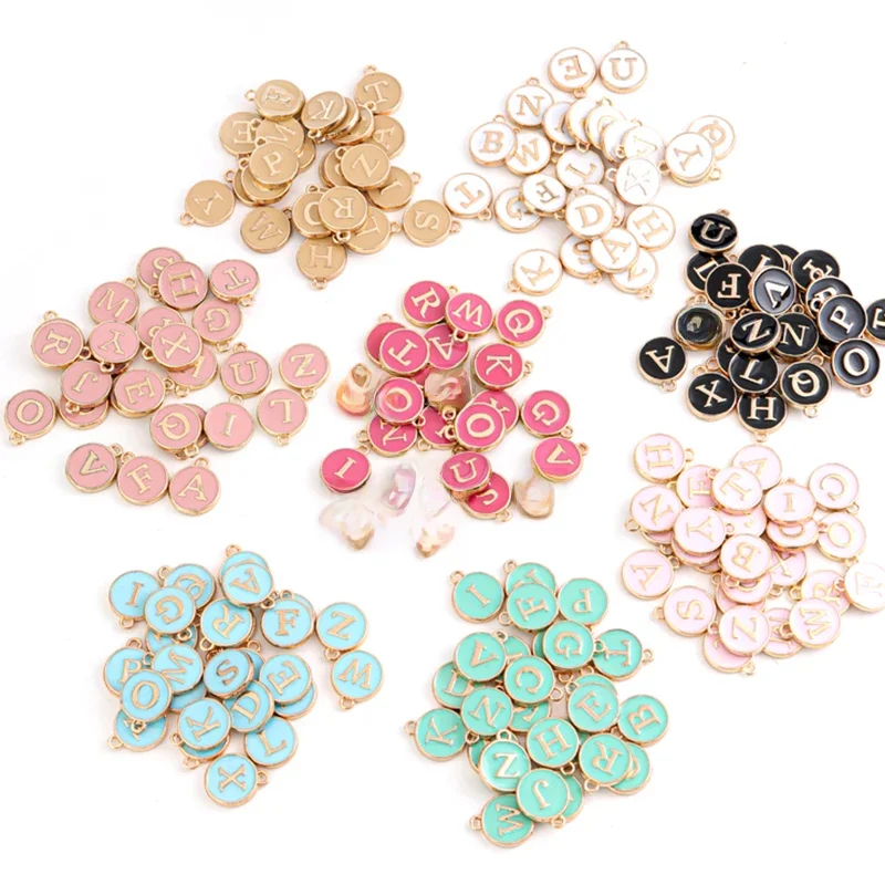 New 12*14mm A-Z Letter Charms Enamel Charms Alphabet Initial Letter Handmade Pendant For Diy Bracelet Jewelry Making Wholesale