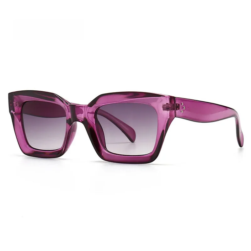 SO&EI Fashion Cat Eye Sunglasses Women Brand Designer Retro Square Blue Purple Eyewear Female Nails Sun Glasses Shades UV400