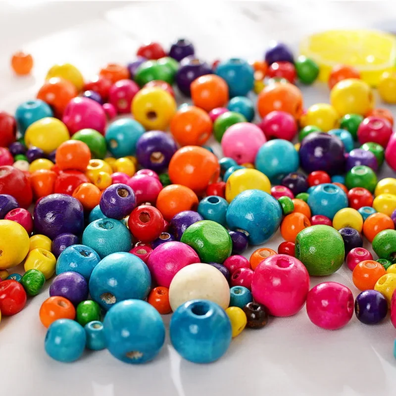 Wooden Beads Color 6/8/10/12/14/16/18mm Round Ball Spacer Beading Natural Wood Beads For Jewelry Making DIY Bracelet Finding