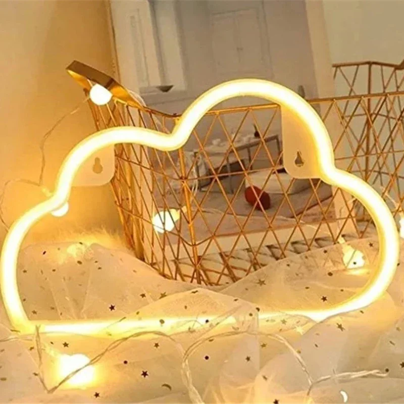 Christmas LED Neon Sign cloud USB or Battery Operated Creative Table Light Home Decor Lamp Night