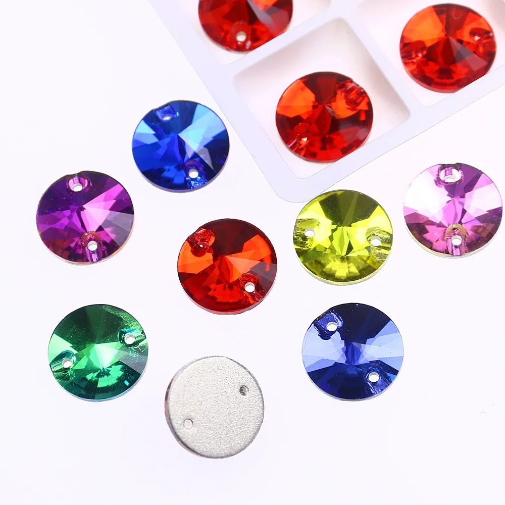 Round Sew on Rhinestone For DIY Craft Applique Fuchsia Flat Back Crystals Sewing Rhinestones