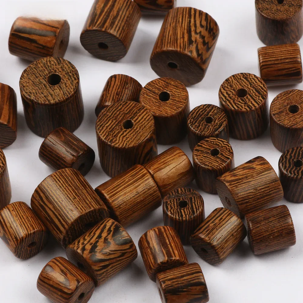 Natural Cylindrical Wenge Wood Beads 6/8/10/12mm Loose Spacer Wooden Beads For Jewelry Making