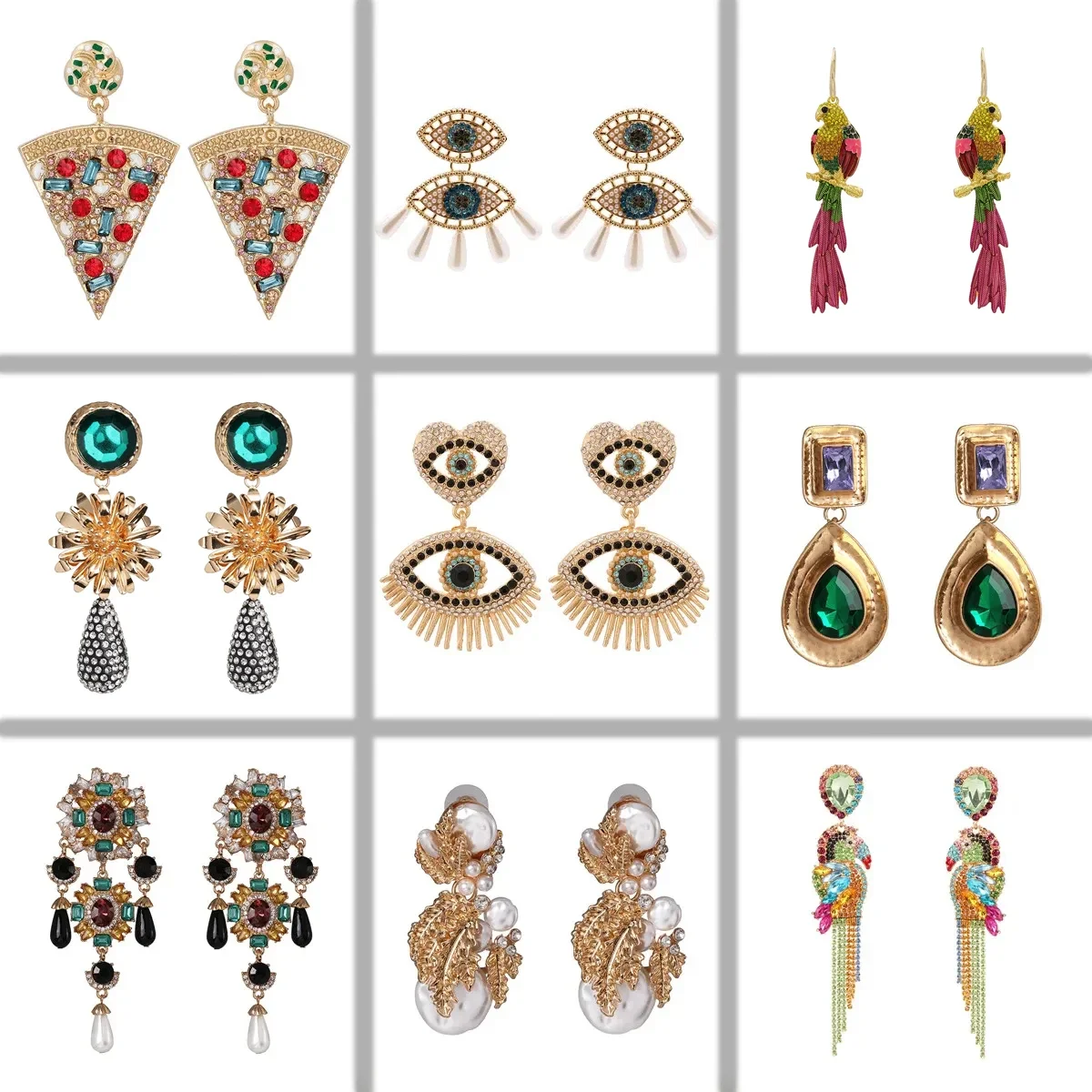 JURAN New Fashion Flower Earrings for Women Bohemian Multicolored Geometric Drop Earrings Party