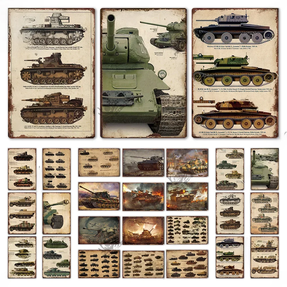 Putuo Decor Tanks Tin Sign Metal Sign Decorative Vintage Decor Plaque Wall Decor Garage Man Cave Club Room Home