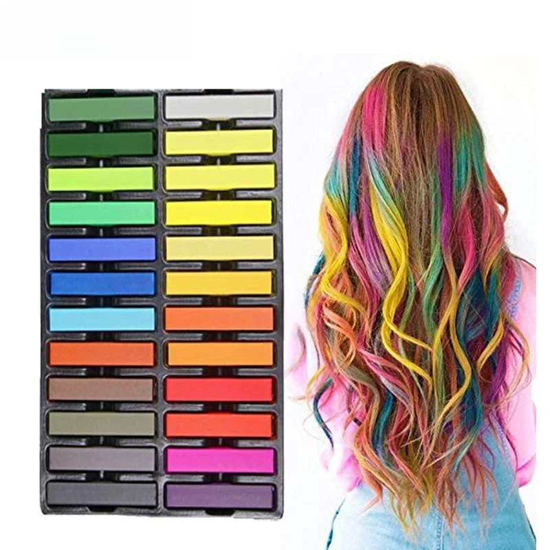 Temporary 24 Colors Hair Chalk Set Crayons for Kids and Pets Dog Washable Non-toxic Hair Dye Art DIY