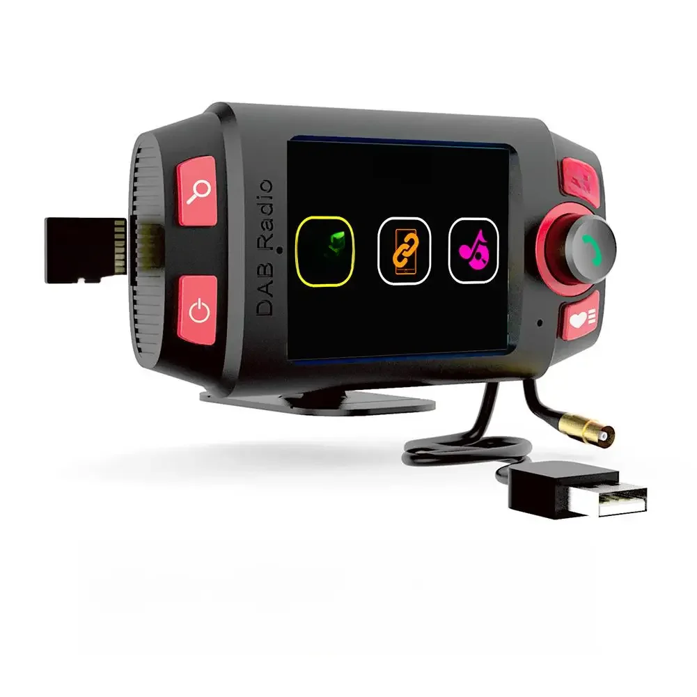 Car DAB+/DAB Radio Adapter Car FM Transmitter With 2.4 Inch Display And Bluetooth Car Mount MP3