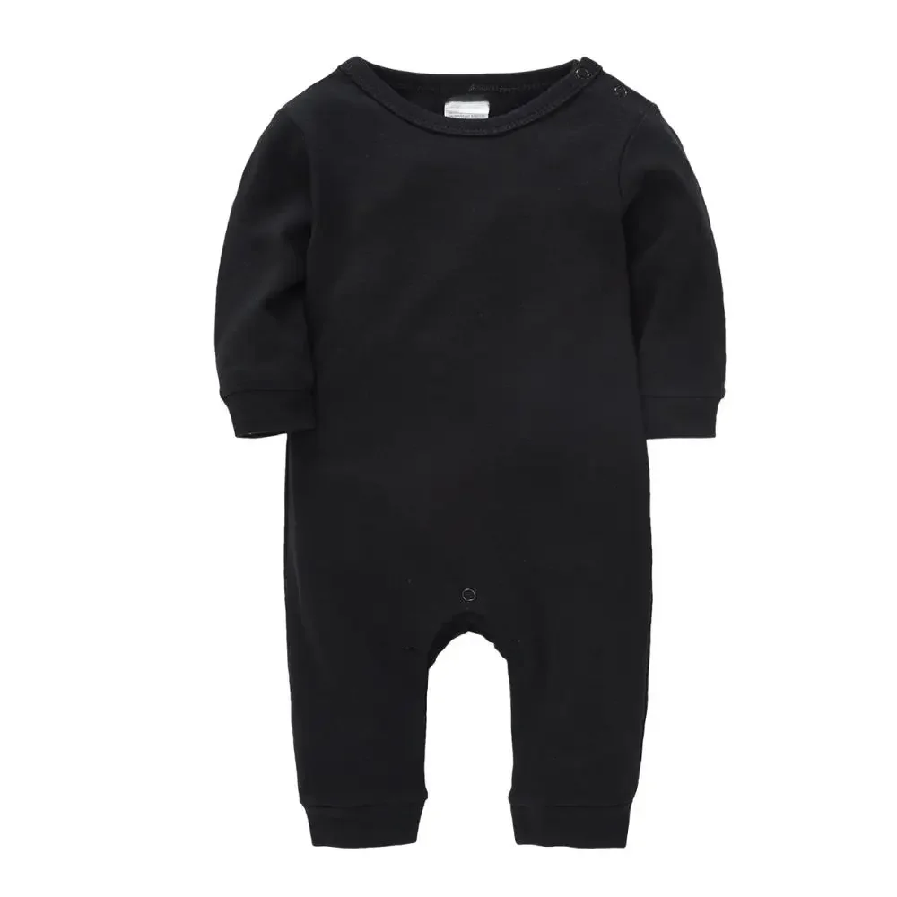 Honeyzone Newborn Romper Unisex Baby Clothes Black Full Sleeve Infant Jumpsuit Cotton Bodysuit One-Piece Twins Ropa Bebe 0 - 12M