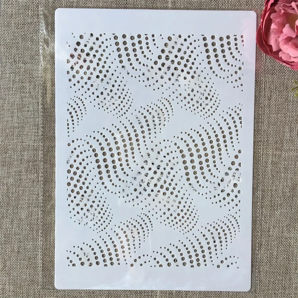 A4 29cm 3D Wavy Dot Texture DIY Layering Stencils Wall Painting Scrapbook Coloring Embossing Album Decorative Template