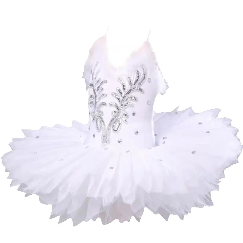 New children's swan TUTU sequin suspenders  Ballet Tutu Pancake Children White Swan Lake Ballet