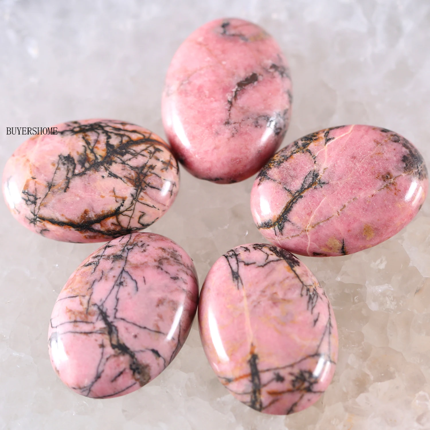 5Pcs/Lot 25MM CAB Cabochon Natural Stone Red Onyx Yellow Jades Oval Beads For Jewelry Making Women