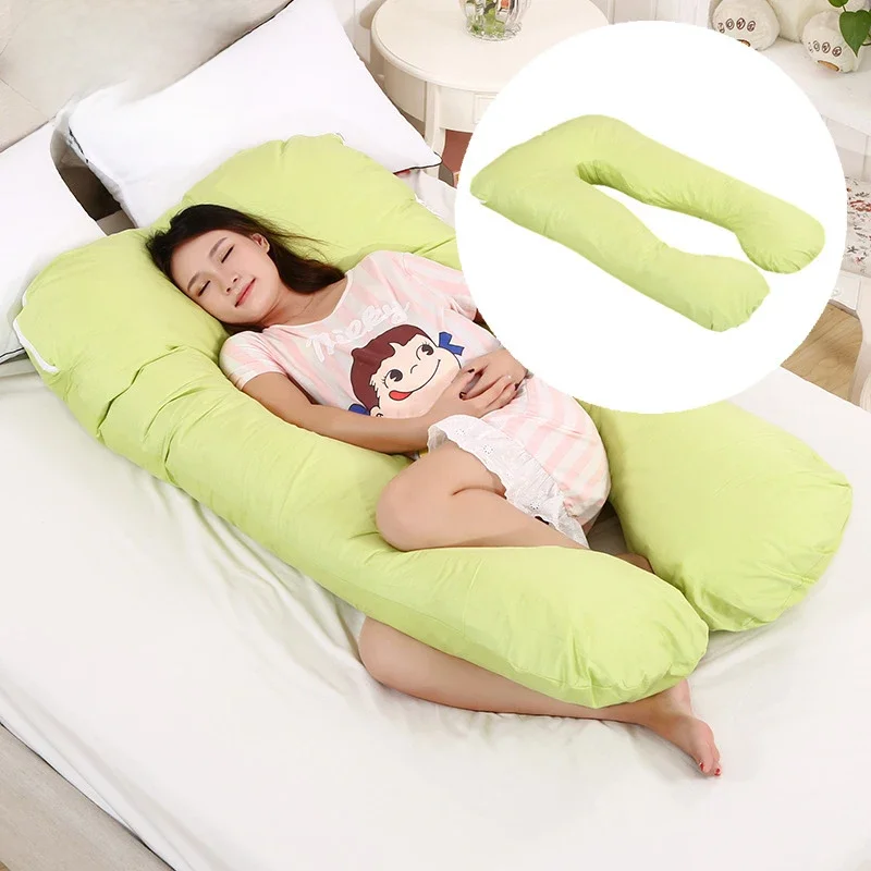 Bubble Kiss U-Shape Large Pregnancy Pillows Cotton Sleep Support Pillow For Pregnant Cartoon Pattern Maternity Side Sleepers