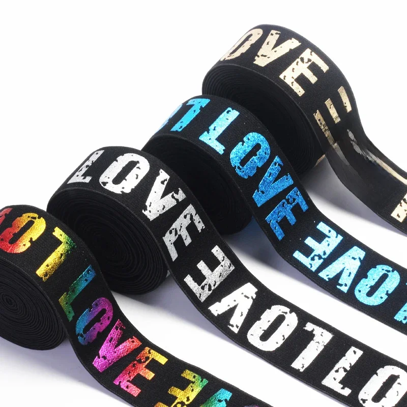 2/3/4cm Elastic Band Printing LOVE Rubber Webbing Classic Pattern Letter Love Elastic Belt for Clothing Trousers Sewing Supplies