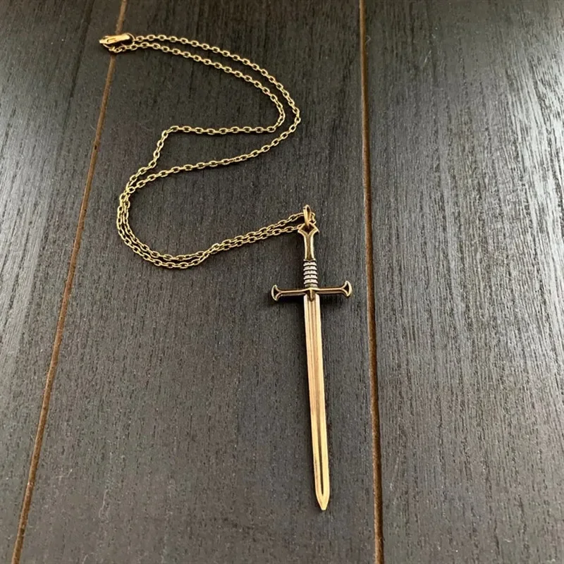 Sword Necklace Highlander Bronze Pendant charm Katana brass Fantasy jewelry Excalibur Blade Slay
