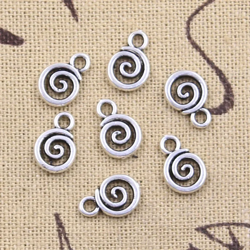 30pcs Charms Spiral Screw Helix Spire Volution 12x8mm Antique Silver Color Pendants Making DIY