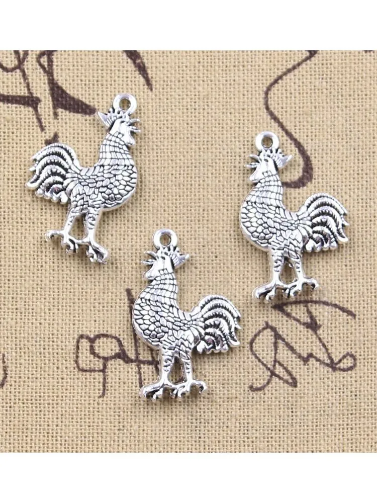 8pcs Charms Cock Rooster 30x19x5mm Antique Silver Color Pendants DIY Crafts Making Findings Handmade Tibetan Jewelry