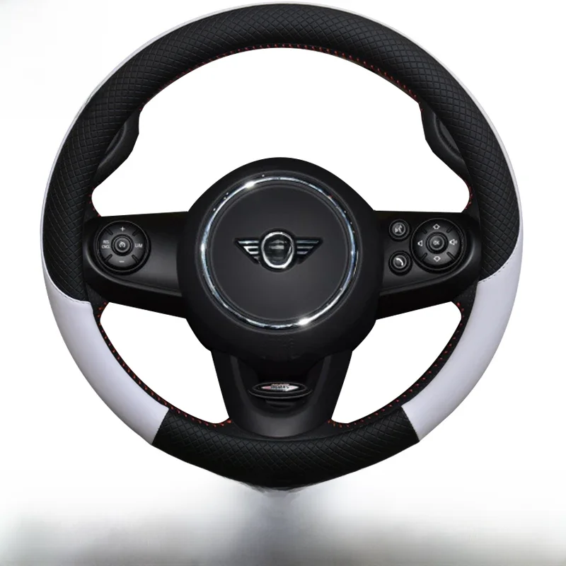 100% DERMAY Brand Leather Car Steering Wheel Cover for MINI Cooper R56 Clubman Countryman Clubvan