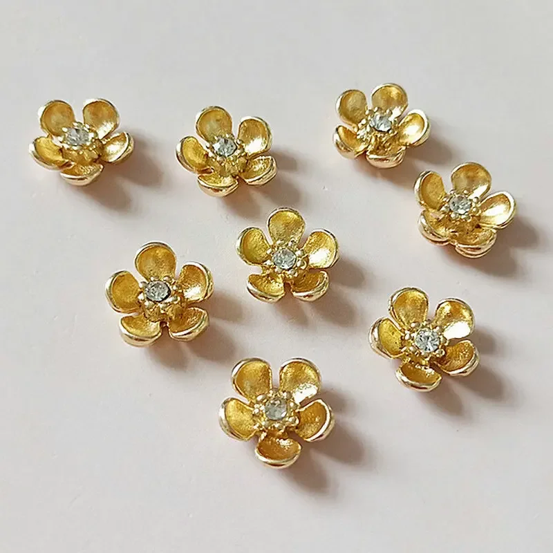 10 pcs/lot Alloy Creative Gold Pearls Rhinestone Buttons Ornaments Earrings Choker Hair DIY Jewelry