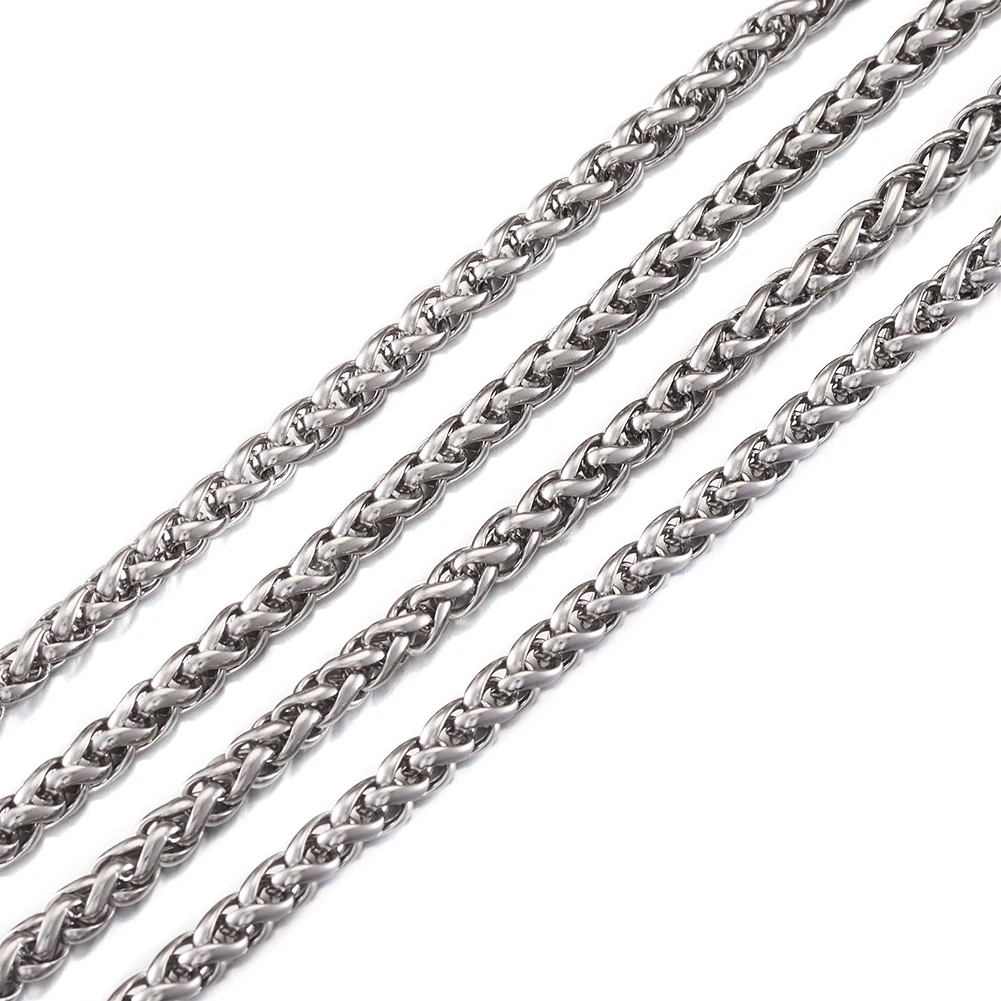10m 304 Stainless Steel Wheat Chains Unwelded Links Necklace Choker Jewelry Making Findings