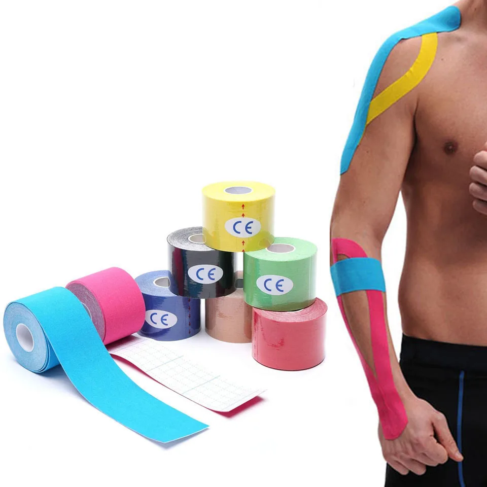CoolFit Kinesiology Tape Muscle Bandage Sports Cotton Elastic Adhesive Strain Injury High Speed Tape Knee Muscle Pain Relief
