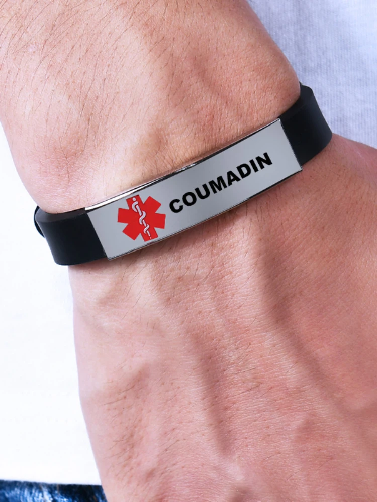 Diabetic Medical Alert ID Bangles Adjustable Silicone Band Bracelets for Men Woman Kids SOS Jewelry
