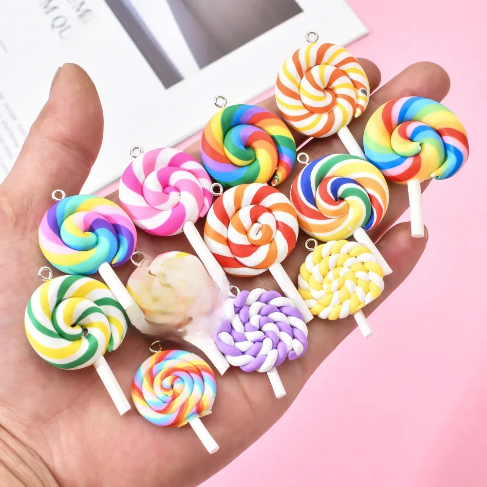 10pcs/lot Cute Lollipop Charms Pendants For Handmade Decoration Bracelets Necklace Earring Key Chain Jewelry Making Lucky Charm