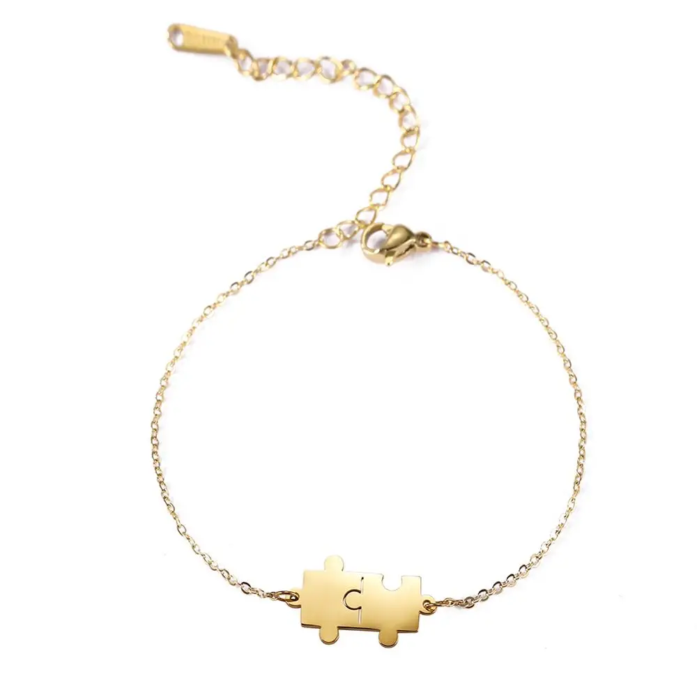 Skyrim Fashion Women's Bracelet Stainless Steel Gold Color Puzzle Charm Adjustable Chain Link Bracelets Jewelry Gift for Lo