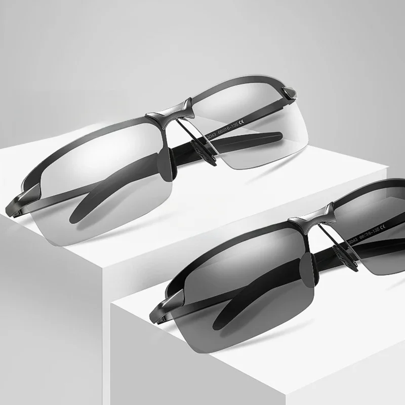 Vintage Photochromic Sunglasses Men Fashion Rectangle Polarized Sun Glasses Male Driving Chameleon
