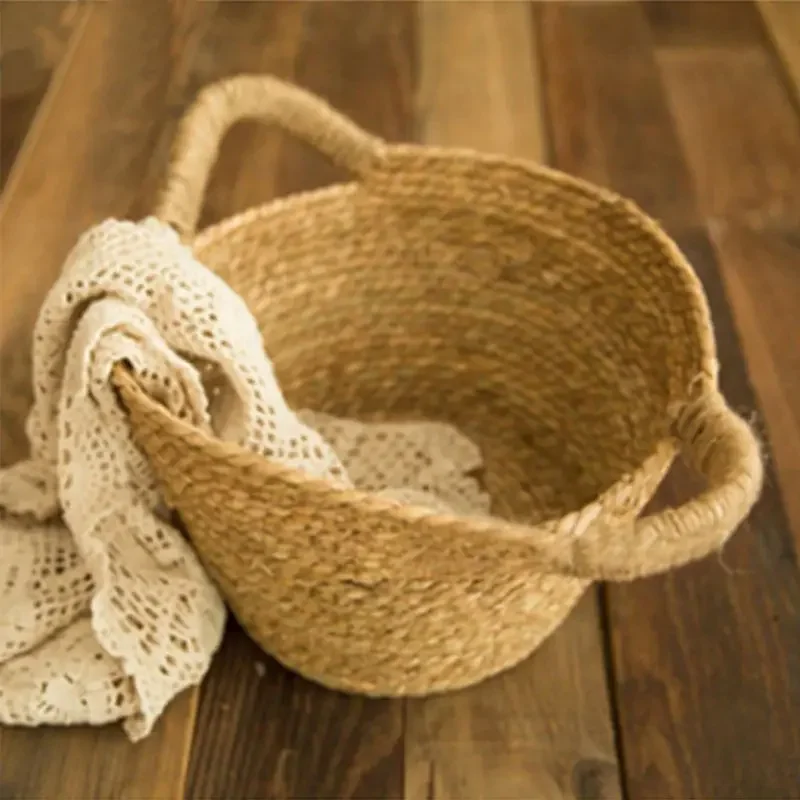 Newborn Photo Shooting Basket Baby Full Moon Photography Props Children Woven Baskets