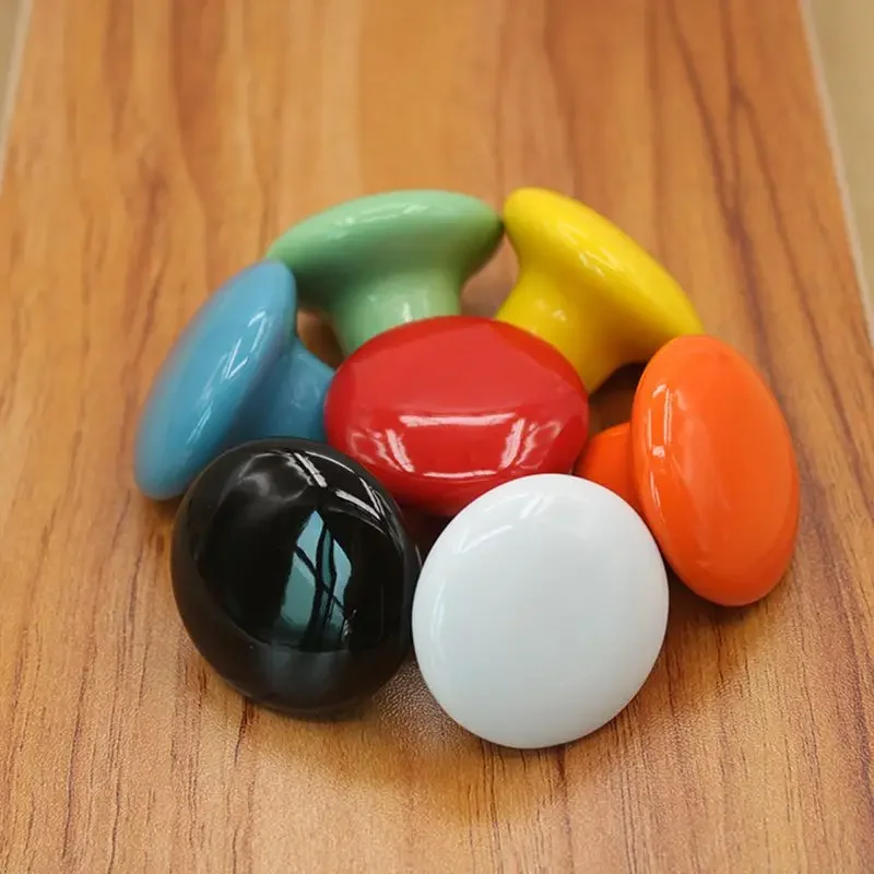 1pcs Candy Color Round Ceramic Design Glass Knobs Cupboard Drawer Pull Kitchen Cabinet Door Wardrobe