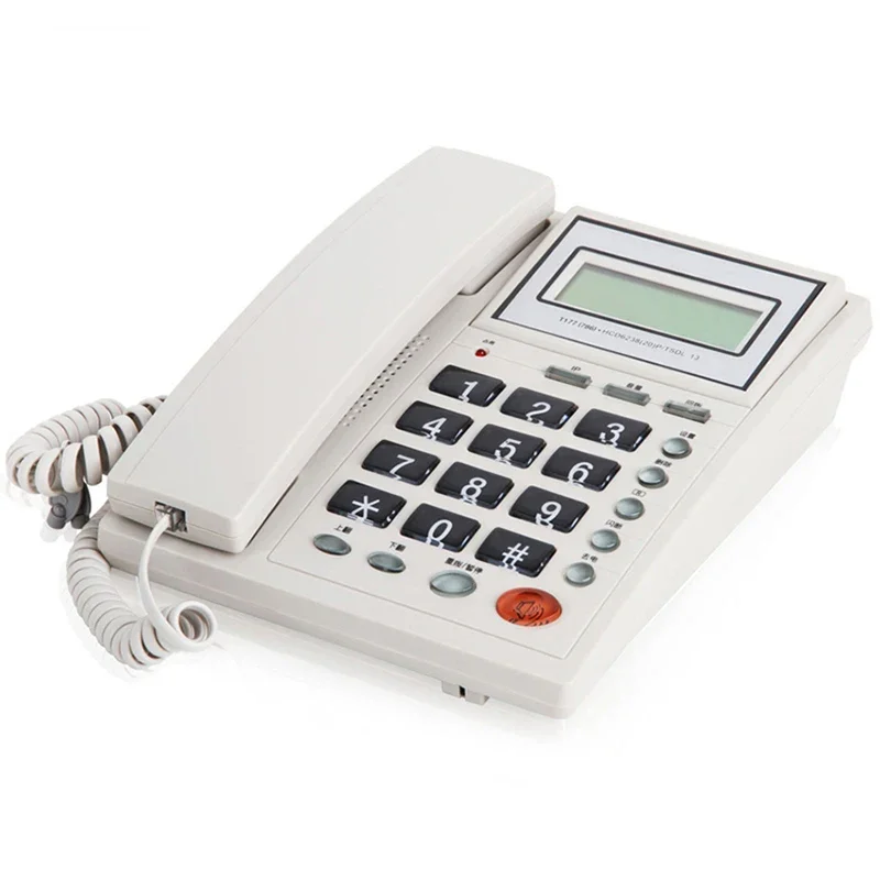 Corded Phone Landline Telephone with Dual System, Caller ID, Tilt Display & Large Buttons, Adjustable Brightness, White, Bla