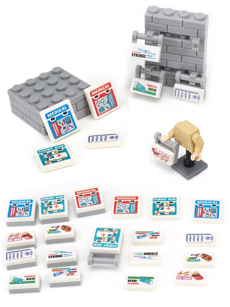 Assembly Medicine  Building Block Figures Ambulance Equipment Suitcase Moc City Rescue Team Child