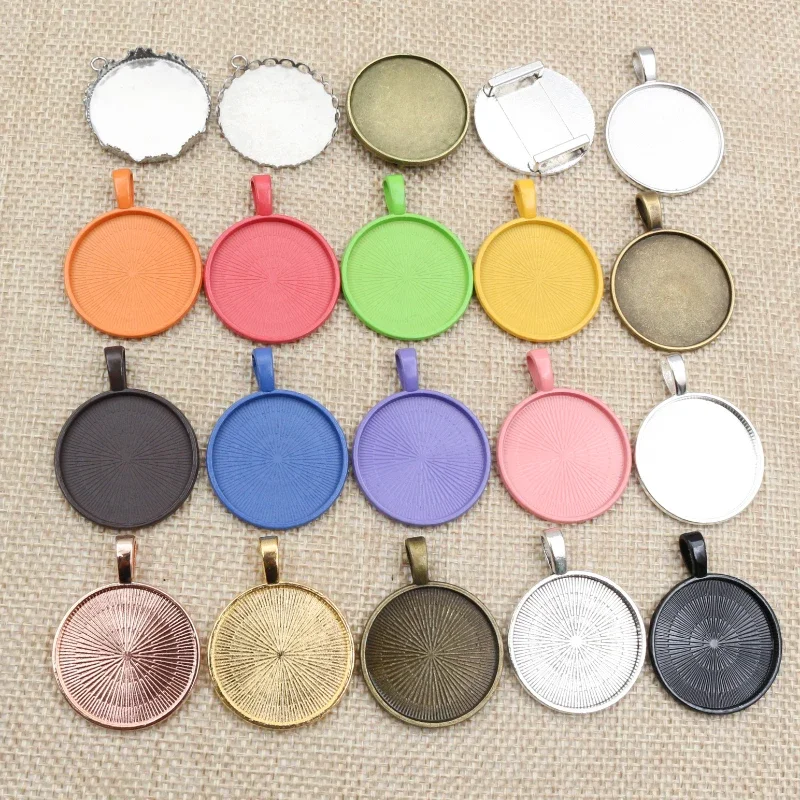 10pcs/lot 25mm Cabochon Pendant Trays Round Bezel Blanks for Necklace DIY Jewelry Making Fits 25mm
