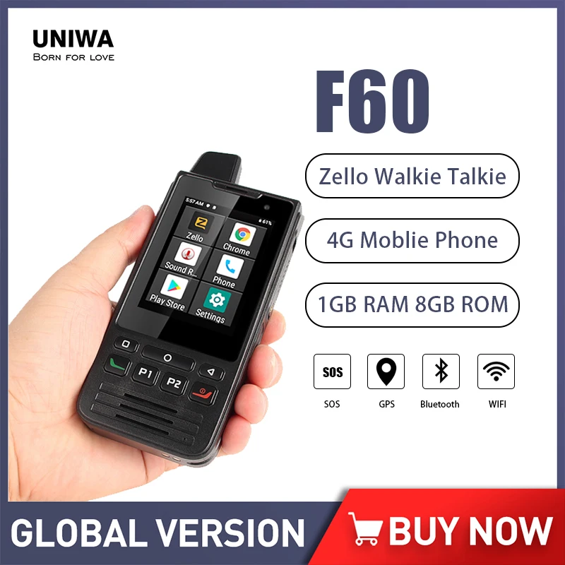 UNIWA F41 2.4" Zello Walkie Talkie 4G Smartphone Android 8.1 phone-y-communication Waterproof PTT 4600mAh NFC Cellphone On 