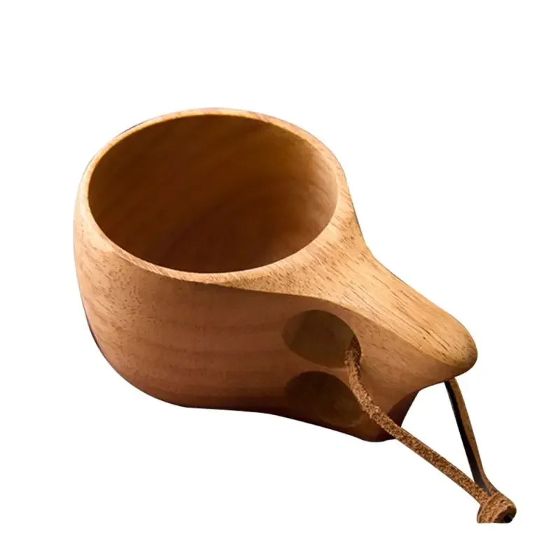 Wooden Cups Tea Coffee Mug Portable Outdoor Natural Wood Drinking Milk Cup With Handle Home Decor Drinkware Kuksa Kasa Tea Mug
