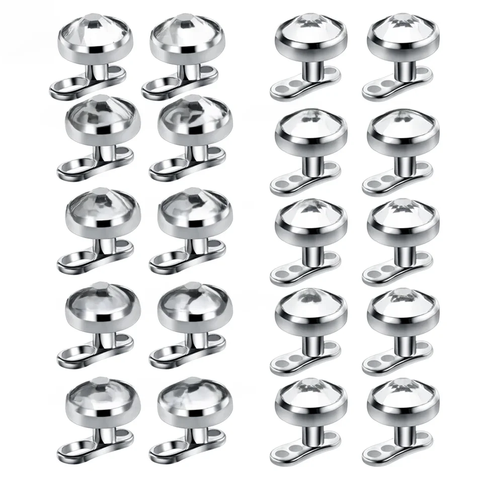 10pcs/lot Titanium Micro Dermal Piercings Set Dermal Anchor Base & Tops Skinner Diver Dermal Top Base Piercings Body Jewelry
