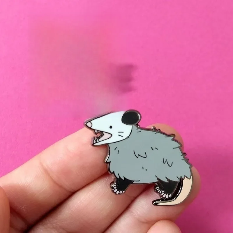 Screaming Opossum Enamel Pin Possum Lapel Pins Scream Badge Animal Brooch