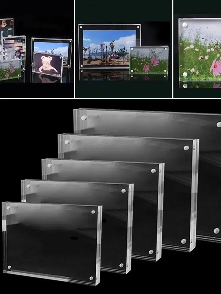 Christmas Gift Acrylic Clear Photo Frame Creative Picture Frame Bedroom Deck Decor 55x82mm 60x90mm