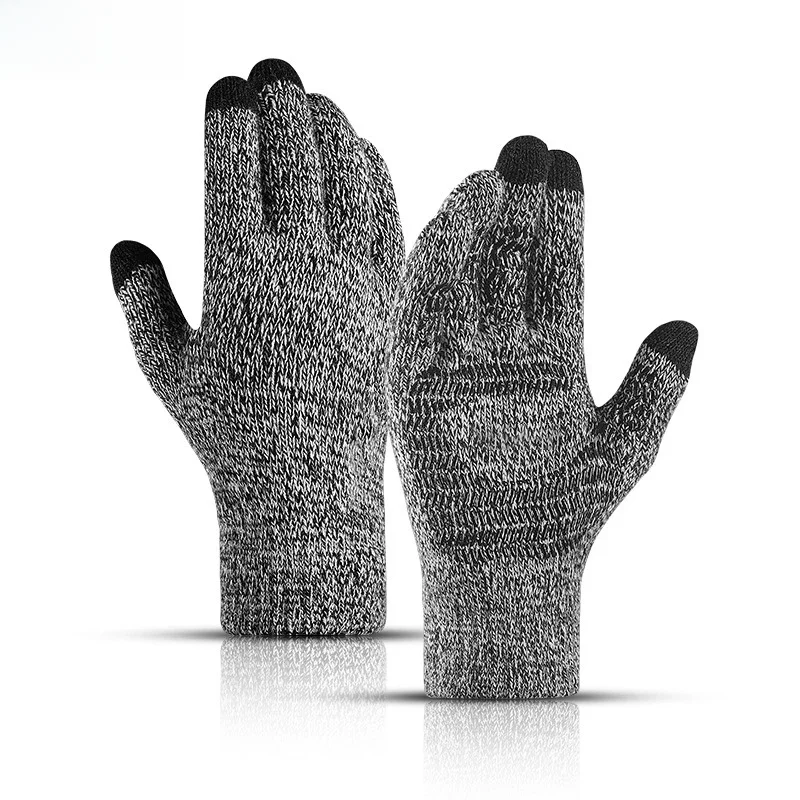 Winter Knitted Men's Gloves Touch Screen Anti-skid Solid Business Driving Cycling Full Finger Autumn
