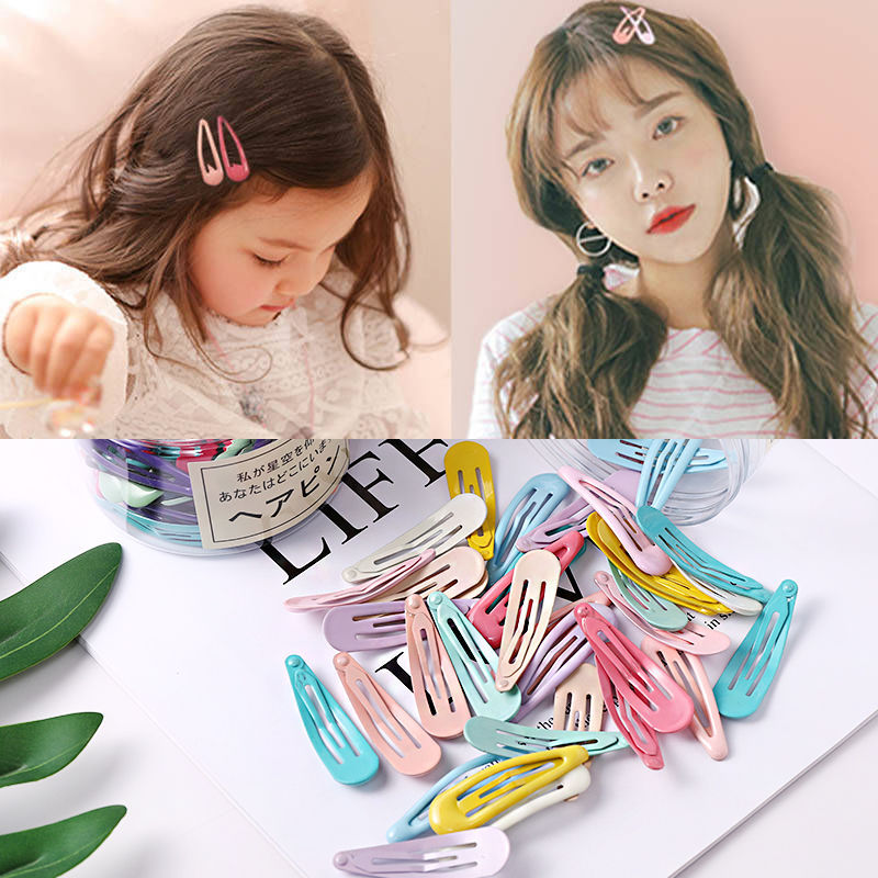 5cm Mix Solid Color Metal Hairgrip Girls Snap Hair Clips for Girls Children Baby Hair Accessories Women Barrettes Clip Pins Girl