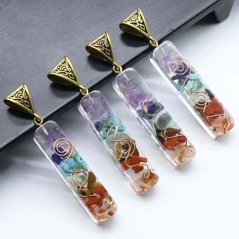 Merkaba 7 Chakras Crystal Stones Orgone Pendant Generator Energy Accumulator Orgonite Hex Chakra