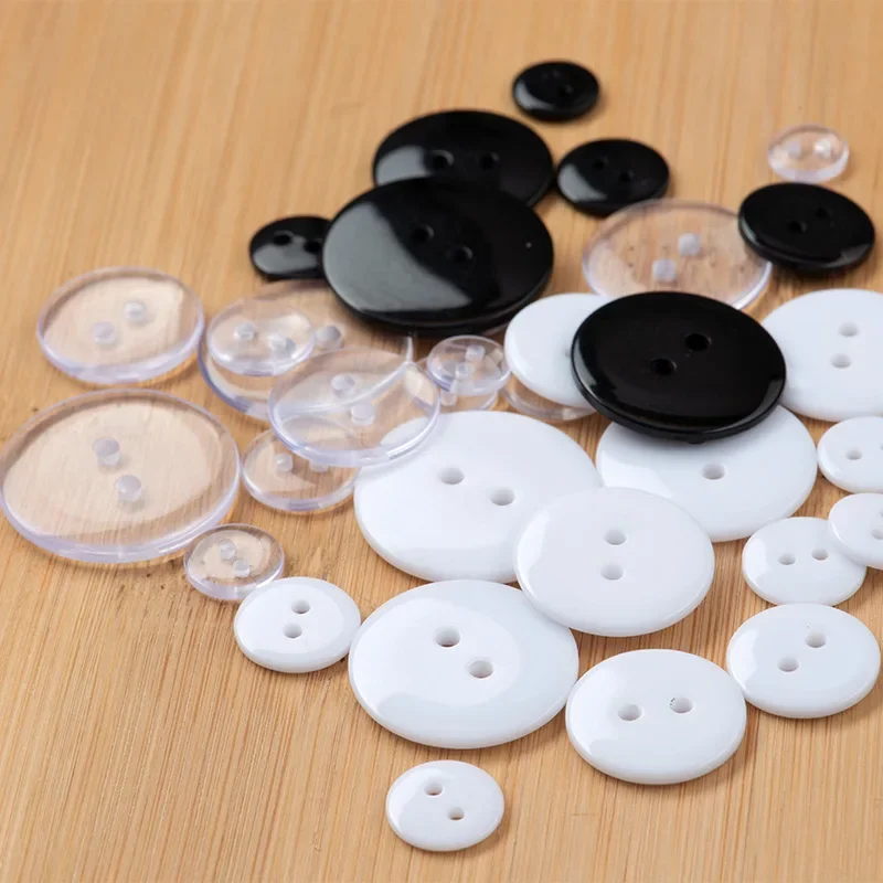 100-1000pieces 4/2holes White Black Transparent Resin Buttons for Clothing Needlework Crafts 9 10 11