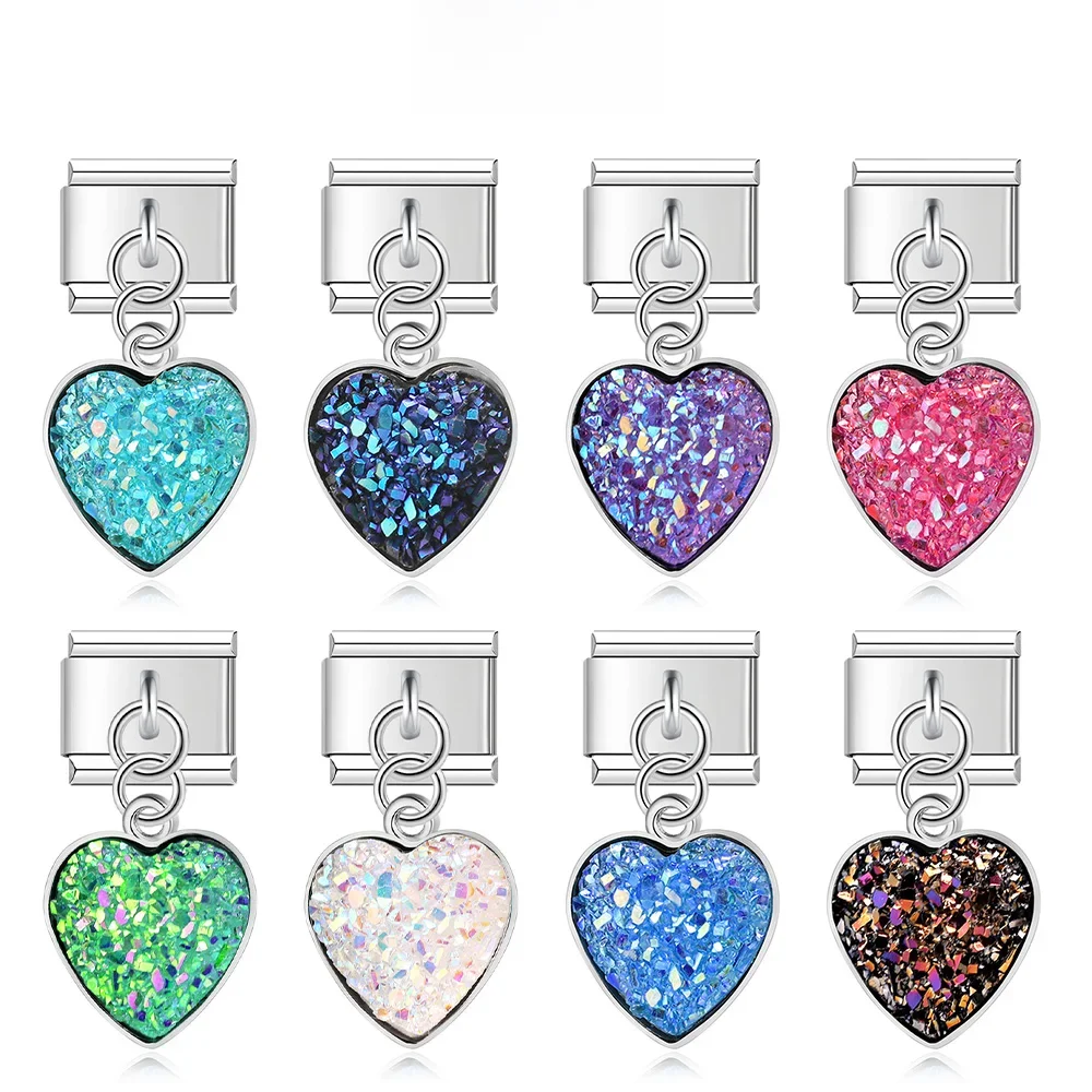 Hapiship Top New Original Daisy Romantic Shiny Heart Italian Charm Fit 9mm Stainless Steel Bracelet