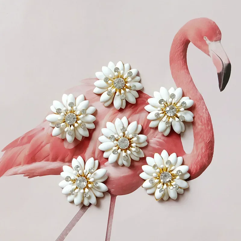 5pcs/lot Alloy Drop Oil Sunflower  Metal Buttons Diy Hair Accessories Sun Flower Bridal Headwear