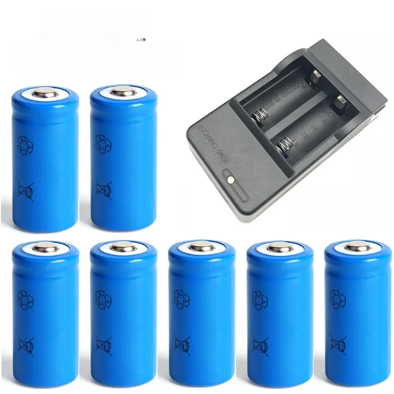 16340 1300mAh 3.7V Li-ion Rechargeable Batteries CR123A Battery For LED Flashlight Travel Wall Charger For 16340 CR123A Battery