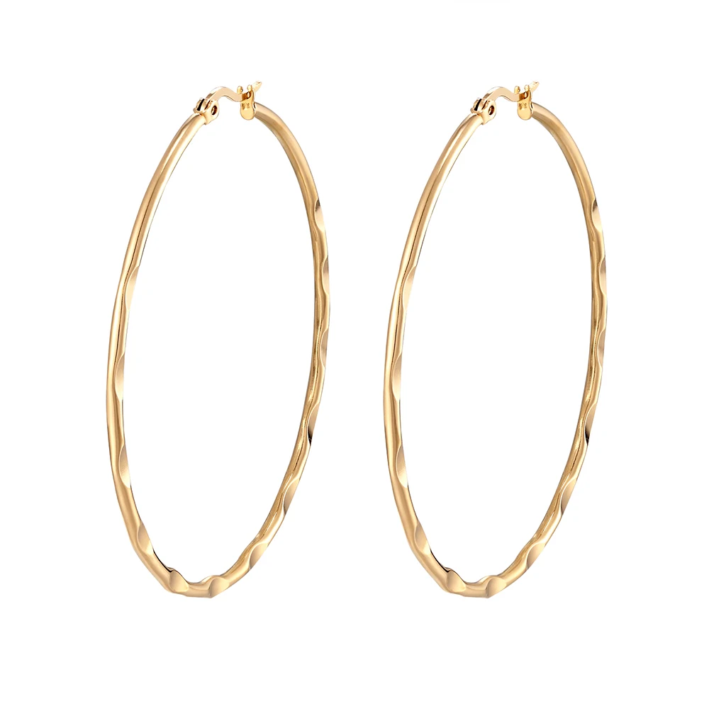 Fashion stainless steel 30mm 40mm 50mm 60mm large sun pattern Ear ring party  Big Circle round hoop